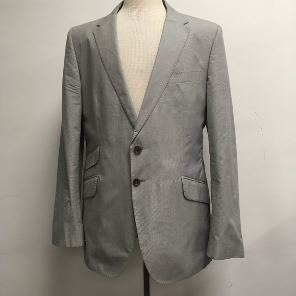 Paul Smith PS gray cotton blazer 42 mini plaid 2 buttonsport jacket